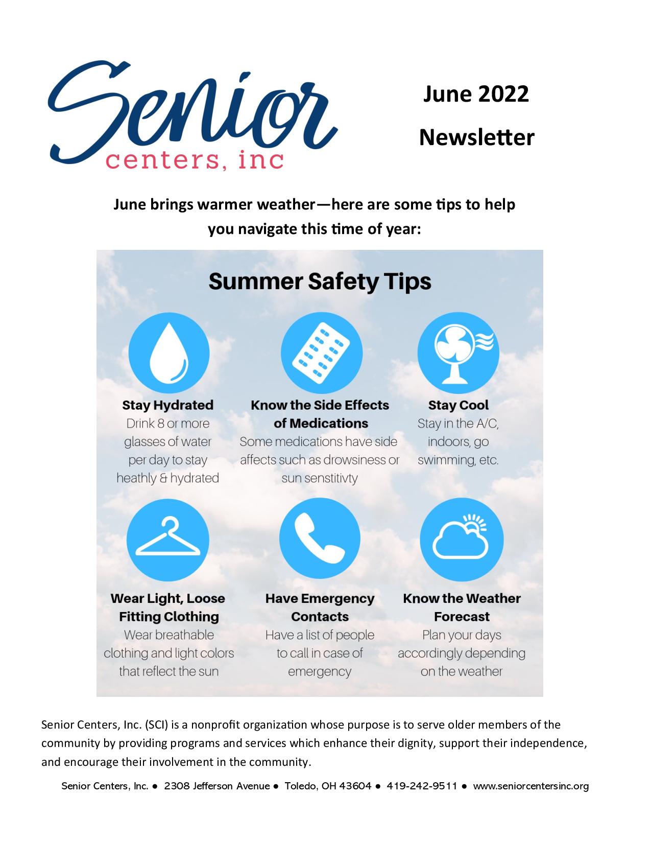 June 2022 Newsletter and Activity Calendar – Senior Centers, Inc.
