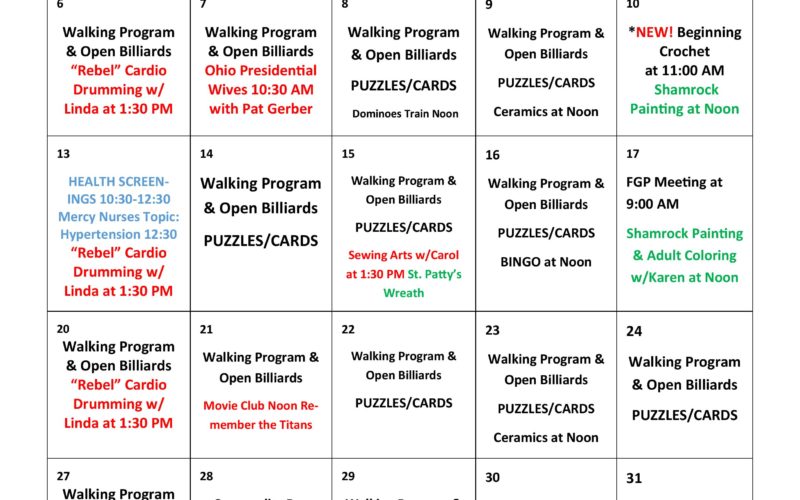 March 2023 Newsletter and Activity Calendar – Senior Centers, Inc.
