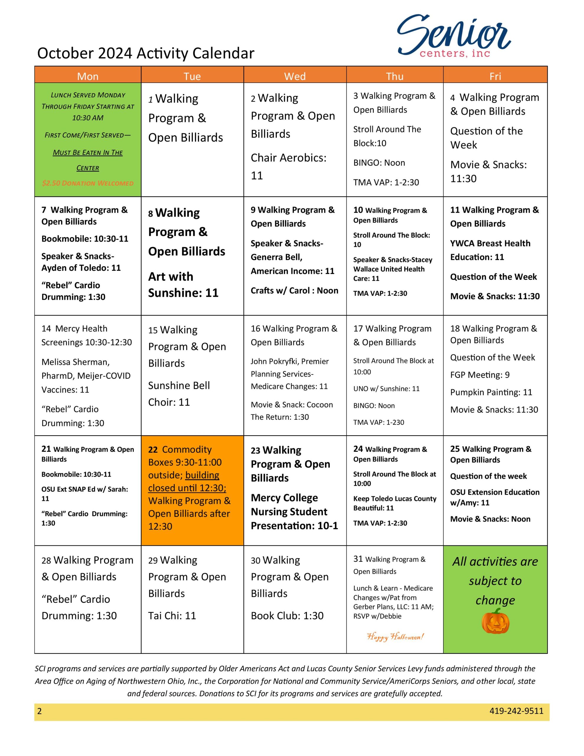 October 2024 Newsletter and Activity Calendar – Senior Centers, Inc ...